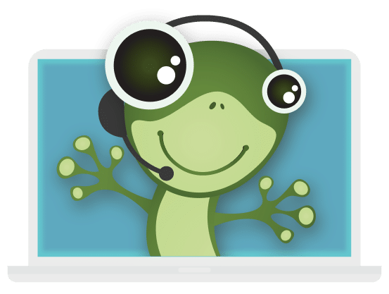 Immagine illustrata a scopo decorativo/rafforzativo che mostra l'avatar di GECOS che emerge da un laptop pronto ad assistere i clienti.