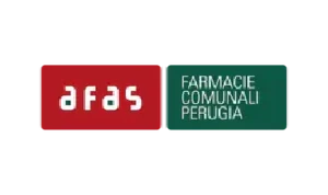 Logo AFAS Azienda Speciale Farmacie: acronimo AFAS scritto in caratteri maiuscoli blu, sormontato o affiancato da una croce verde stilizzata formata da elementi dinamici.