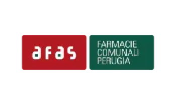 Logo AFAS Azienda Speciale Farmacie: acronimo AFAS scritto in caratteri maiuscoli blu, sormontato o affiancato da una croce verde stilizzata formata da elementi dinamici.